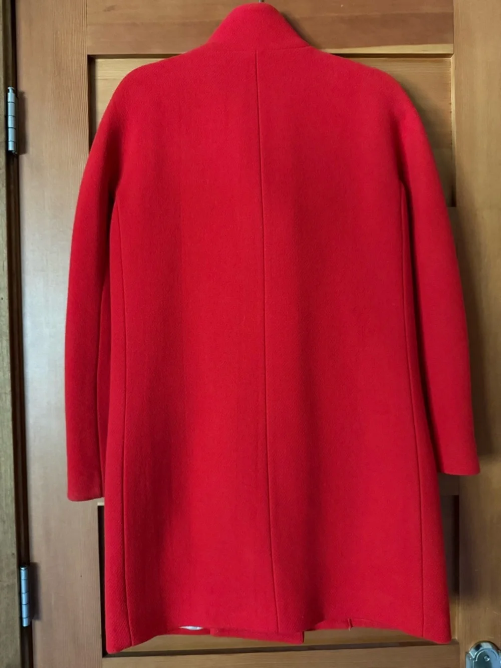 J. Crew Red Wool-Blend Stand Collar Pea Coat - Picture 3 of 3
